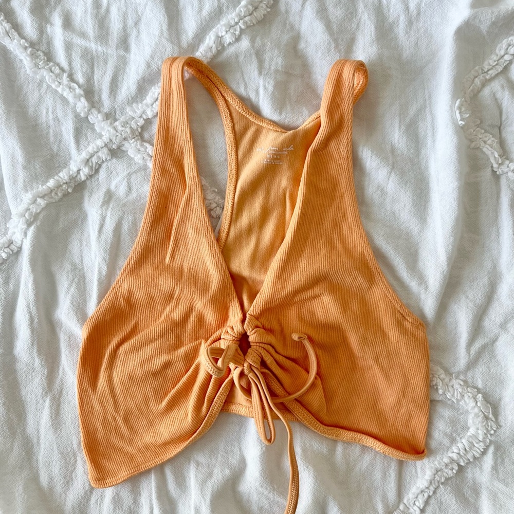 Orange Tie-Front Crop Top